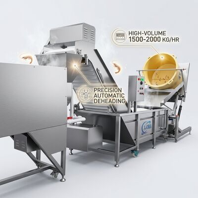 अच्छी कीमत Industrial Shrimp Head Separator SUS304 Stainless Steel 2000-2500KG 5.5KW 440V For Frozen Food Factory ऑनलाइन