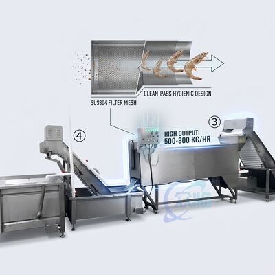 अच्छी कीमत Labor Saving Shrimp Head Cutting Machine 316L Stainless Steel 1200-1800KG 11.7KW 50Hz ऑनलाइन